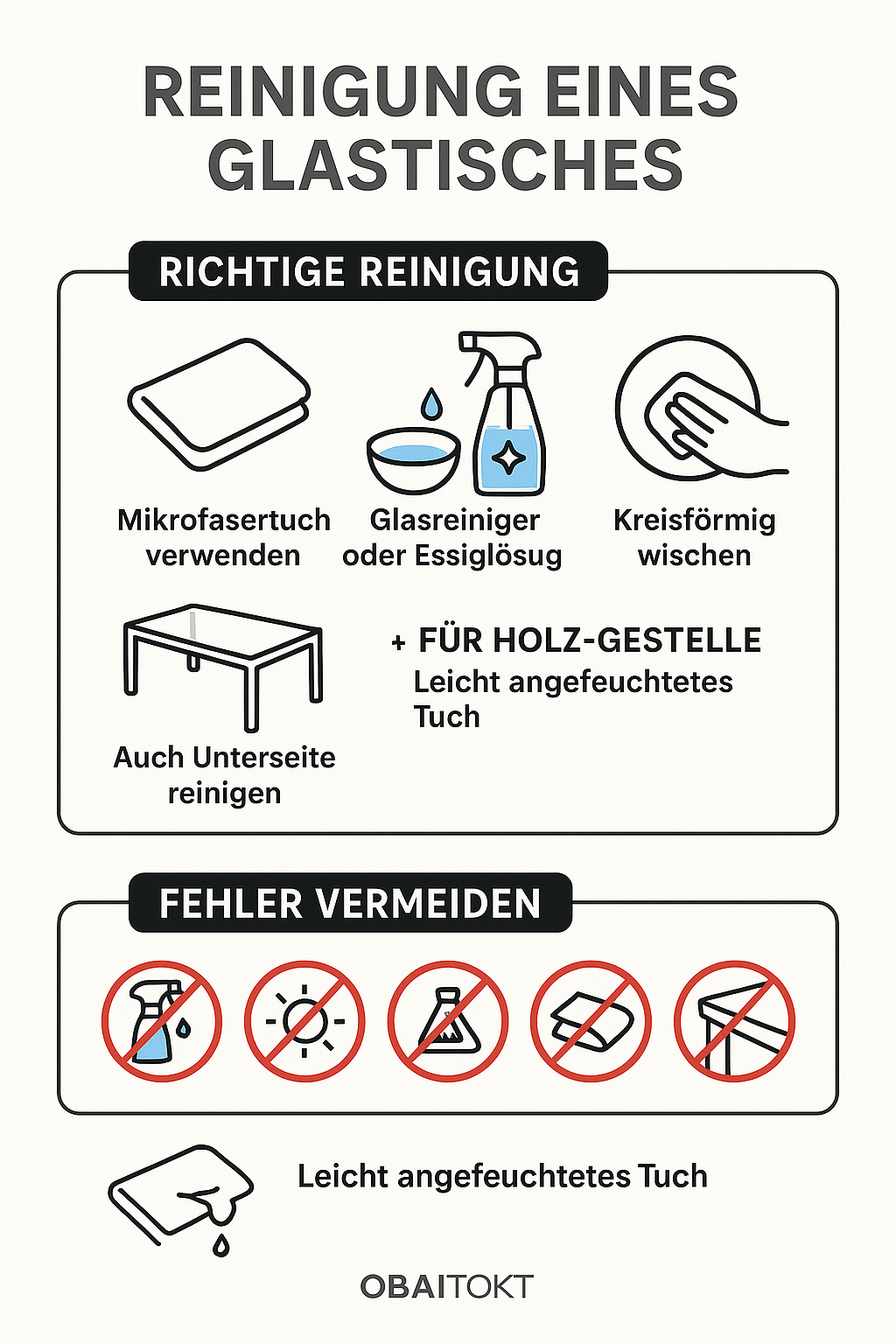 Reiningung Glastisch