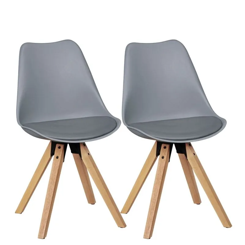 2er Set Esszimmerstuhl LIMA | Kunstleder | grau