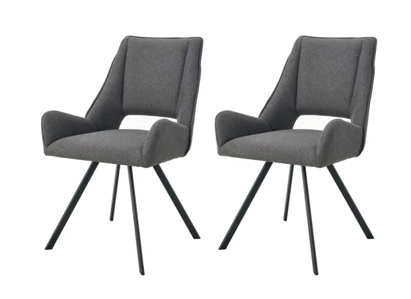 2er Set Stuhl Helen | Webstoff | anthrazit