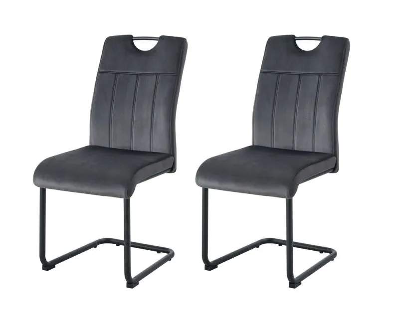 2er Set Stuhl Lisa | Samtbezug | anthrazit