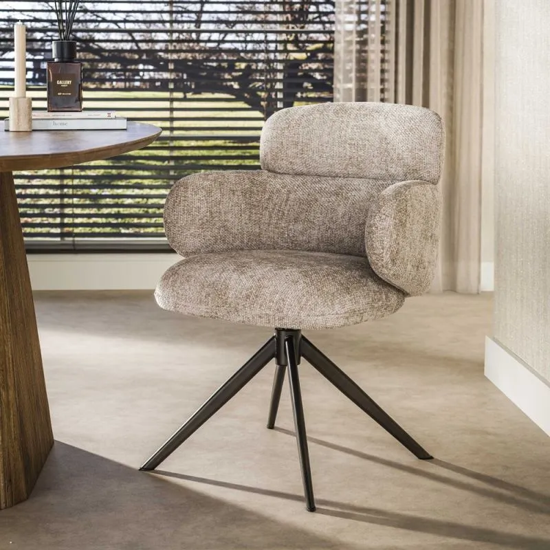 2er Set Stuhl Milagro | Hoven-Stoff / Chenillegewebe | drehbar | sand-braun