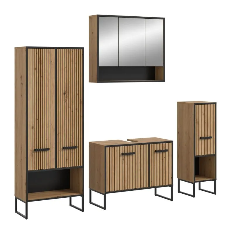 Bad Set Bagno | 4-teilig | Artisan Oak mit Aufsatzleuchte