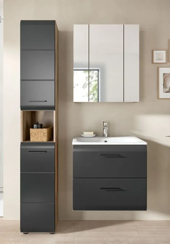 Bad Set Ice 5 | 3-teilig | Nox Oak / schwarz matt ohne