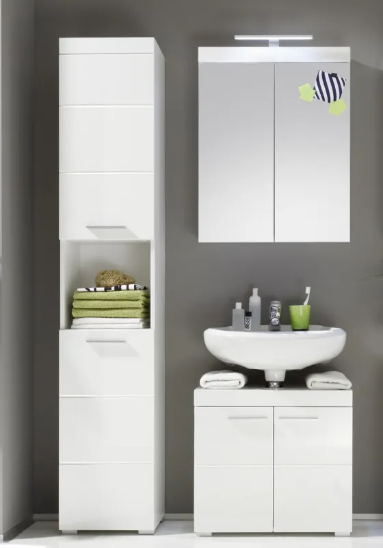 Badezimmer-Set Amanda | weiß Hochglanz | 3-teilig ohne Aufsatzleuchte