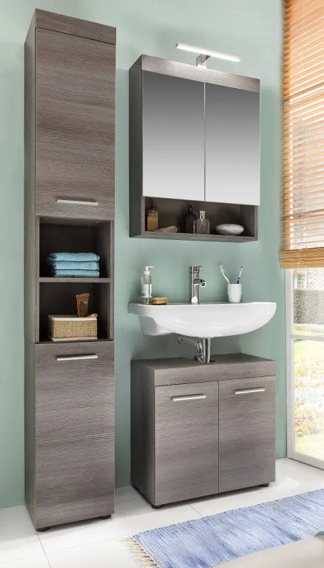 Badezimmer-Set Runner | rauchsilber | 3-teilig ohne Aufsatzleuchte
