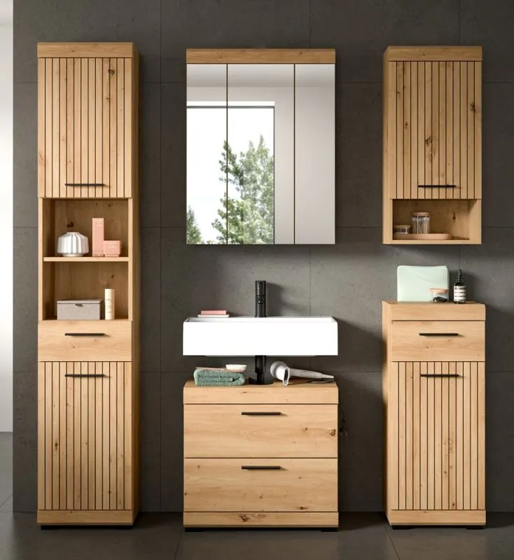 Badezimmer-Set Scout 3 | Artisan Eiche | 5-teilig mit Aufsatzleuchte