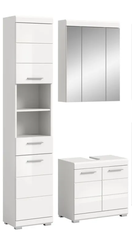 Badezimmer-Set Scout 4 | weiß Hochglanz / weiß | 3-teilig | optional Aufsatzleuchte