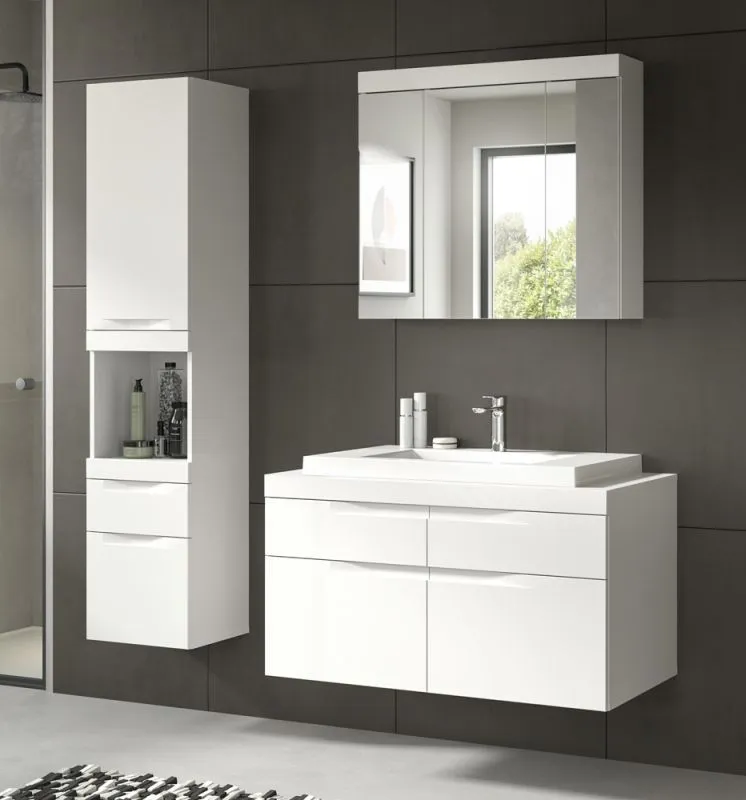 Badezimmer Set Viana 2 | 3-teilig | weiß | inkl. Waschbecken ohne Badaufsatzleuchte