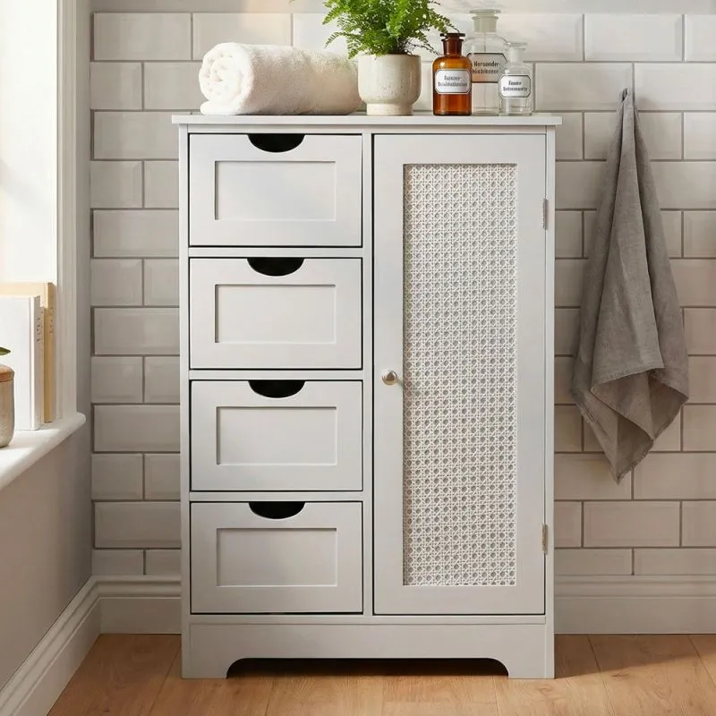 Badschrank Badezimmerkommode Zisan mit Schubkästen | weiß