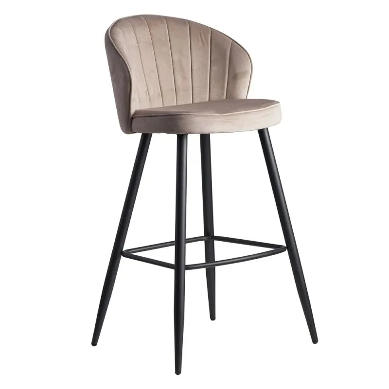 Barhocker Shella | mit Fußablage | samt | beige