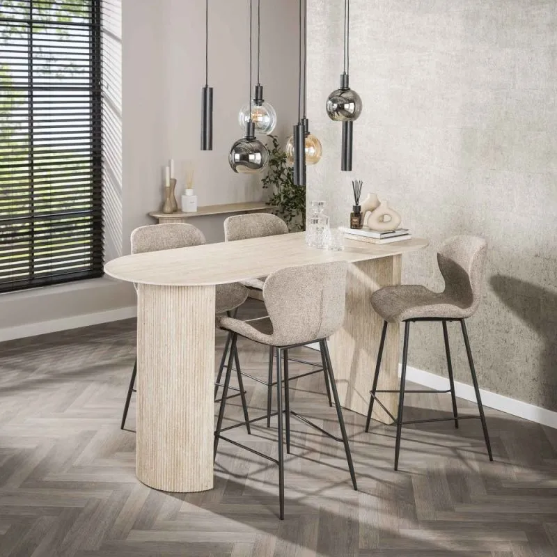 Bartisch Homa | oval | 180 cm | Keramik | Travertin