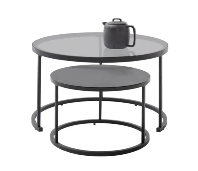 Couchtisch Chester | 2-teilig | grau / schwarz
