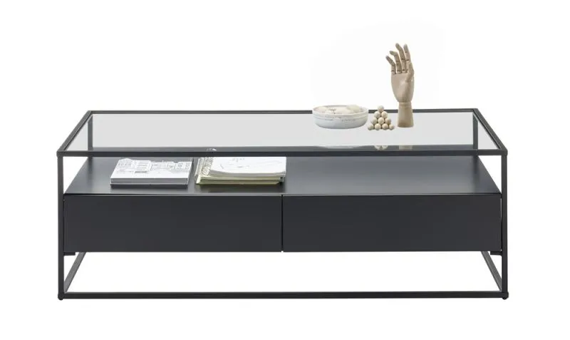 Couchtisch Evora mit Glasplatte | 120x60 | schwarz