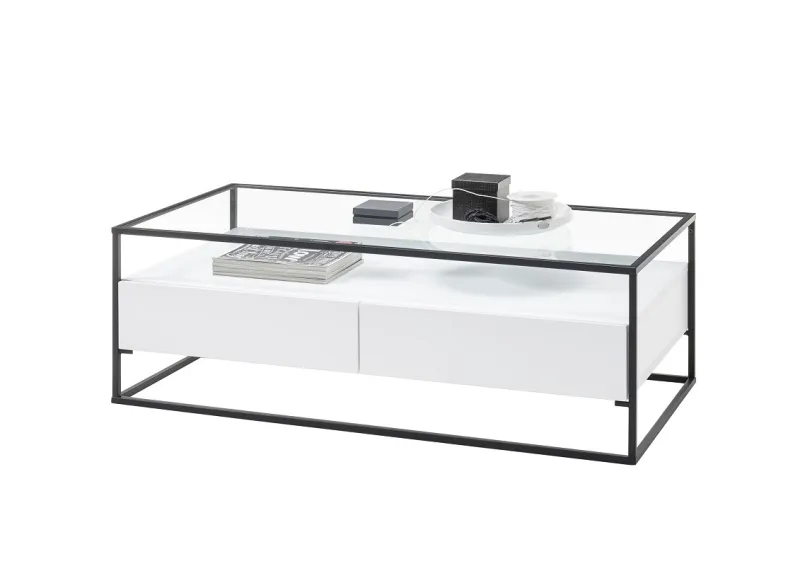 Couchtisch Evora mit Glasplatte | 120x60 | weiß