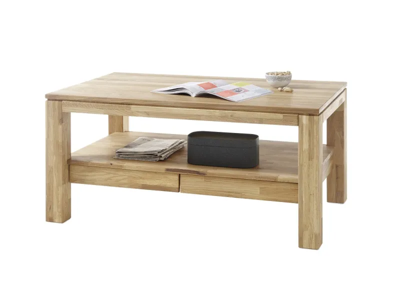 Couchtisch Gordon | Asteiche massiv | mit Schubkästen | 115X70