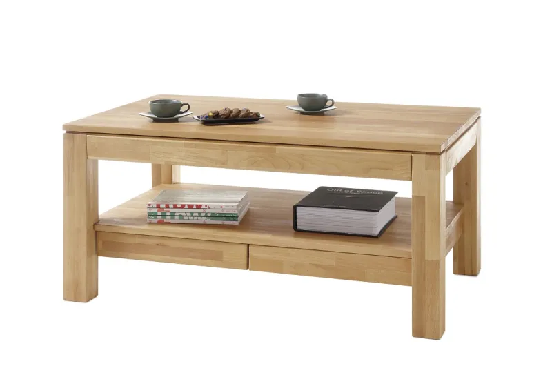 Couchtisch Gordon | Kernbuche massiv | mit Schubkästen | 115X70