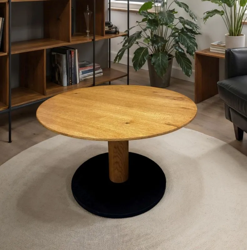 Couchtisch Kaunas rund mit Lift | 70 cm | natur / schwarz