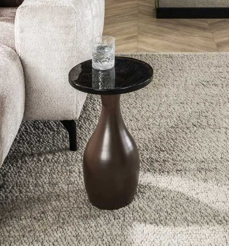 Couchtisch Mira | tropfenförmig | Glas | Antikkupfer