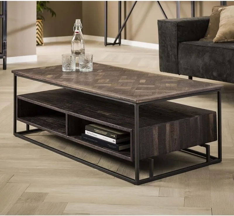 Couchtisch Nagisa | Teakholz massiv | 120x60 | braun / schwarz