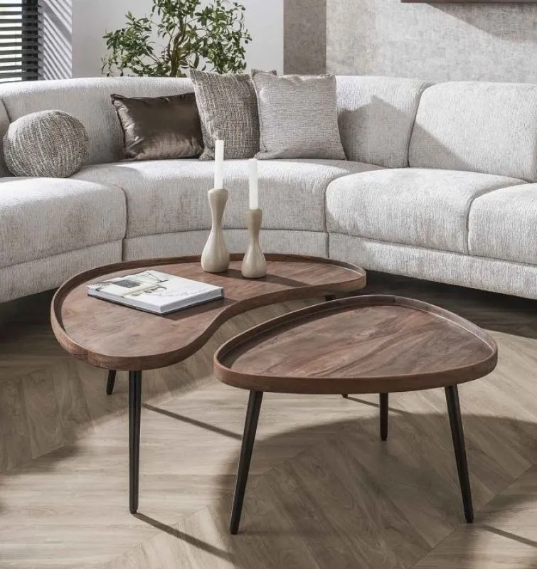 Couchtisch Set Galia 2-teilig | Akazie massiv | braun