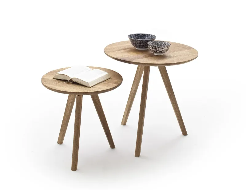 Couchtisch Set Genny 2-teilig | Asteiche massiv | Ø50/Ø45