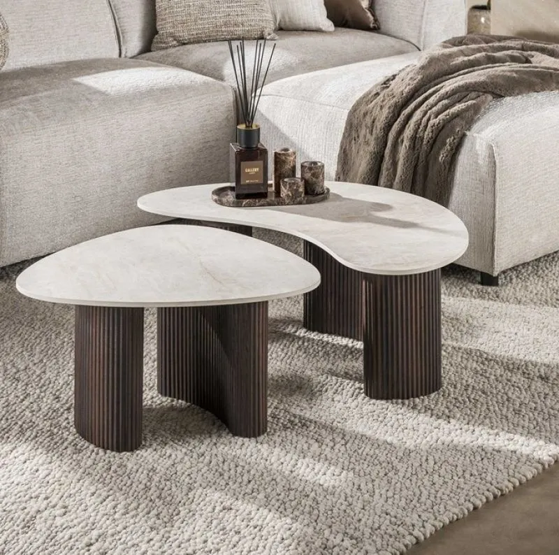 Couchtisch Set Sienna | organisches Design | 2-teilig | 3D Keramik | Taj Mahal