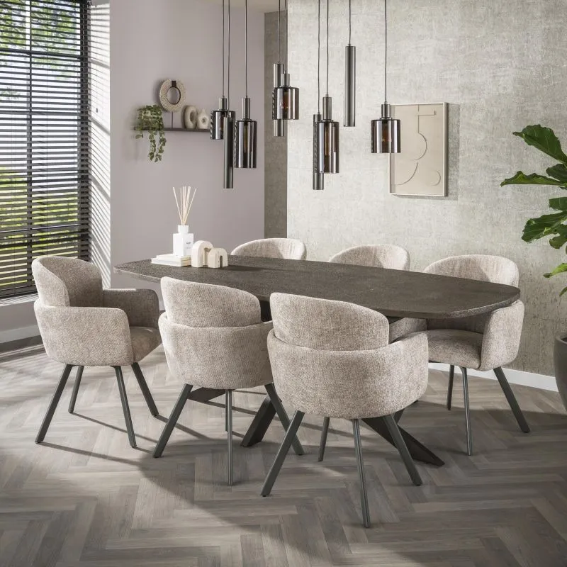Esstisch Alur | dänisch Oval | 215 cm | Metallic-Optik