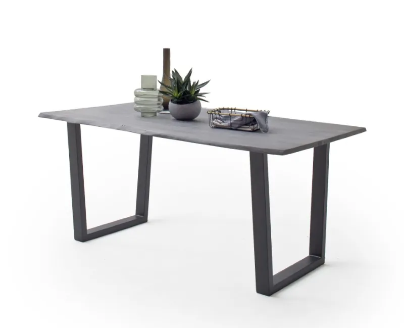Esstisch Calabria | Akazie massiv | T-Gestell | grau / anthrazit | 180 x 90-Tischplatte 2,5 cm
