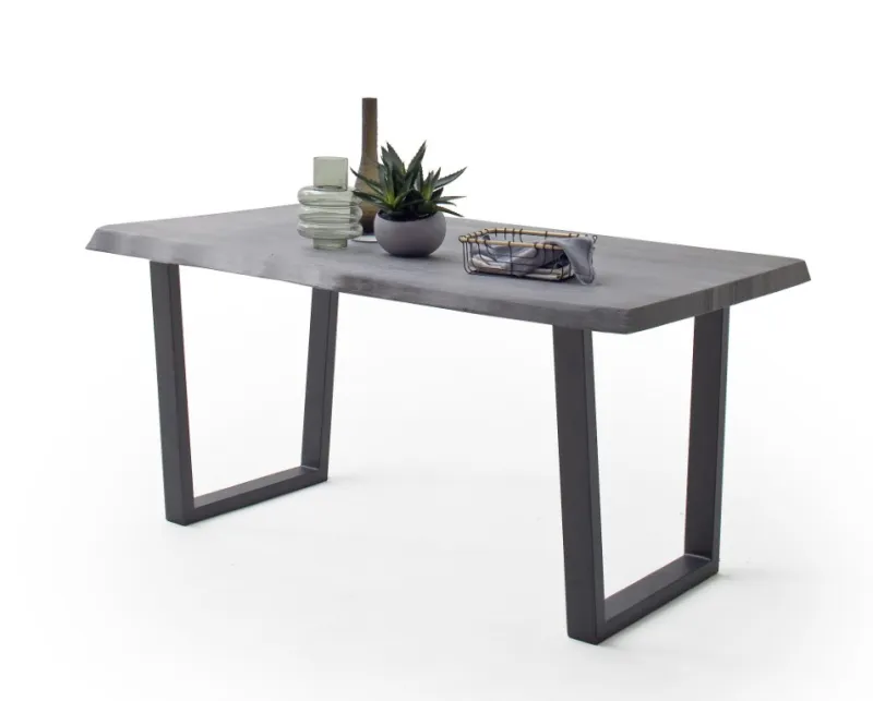 Esstisch Calabria | Akazie massiv | T-Gestell | grau / anthrazit | 240 x 100-Tischplatte 5,5 cm