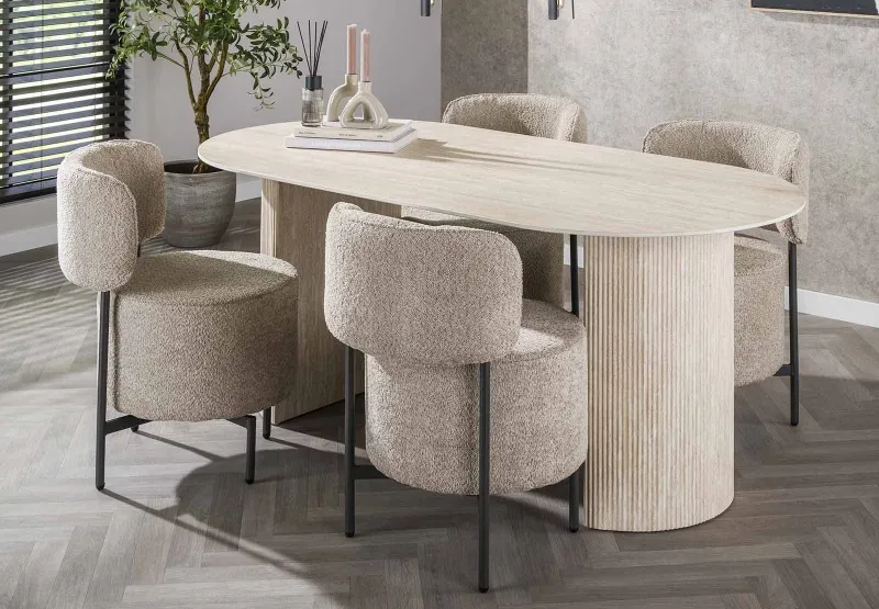 Esstisch Homa | Keramik Travertin | 180 cm | beige