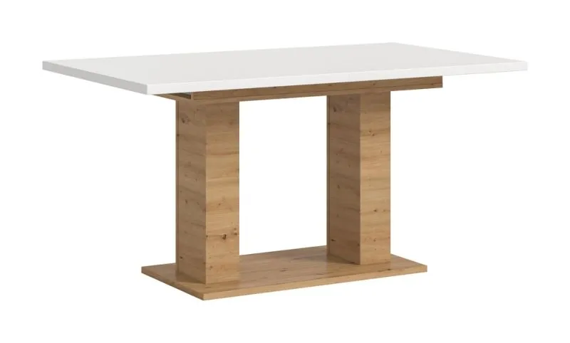Esstisch Motion 2 | ausziehbar | Doppelsäulen-Fußgestell | Artisan Eiche / weiß | 150(190)x90