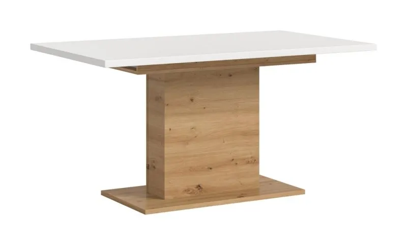 Esstisch Motion 2 | ausziehbar | Säulen-Fußgestell | Artisan Eiche / weiß | 150(190)x90