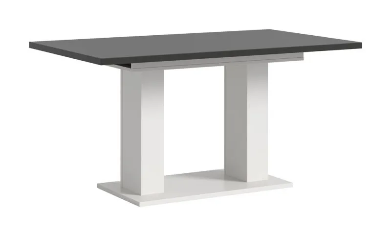 Esstisch Motion 2 | ausziehbar | Doppelsäulen-Fußgestell | weiß / grau | 150(190)x90