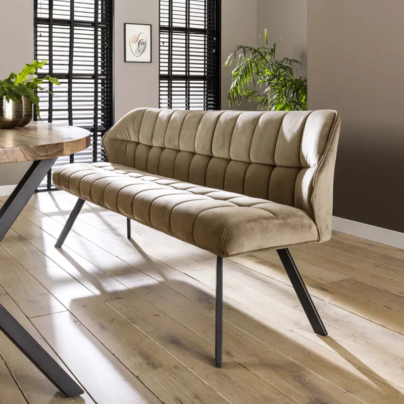 Esszimmerbank Muda | Samt | 180cm | champagner