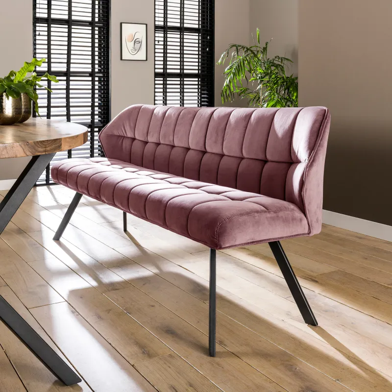 Esszimmerbank Muda | Samt | 180cm | rosa