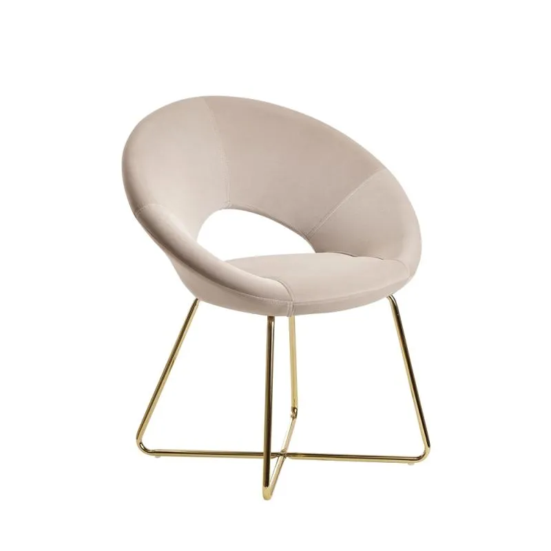 Esszimmerstuhl Julea | mit goldenen Beinen | samt | beige