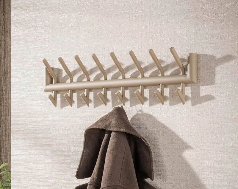 Garderobe Wandgarderobe Torino | 2x8 Haken | Stahl | beige