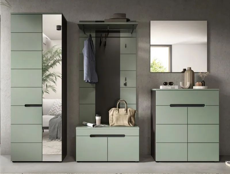 Garderoben-Set Canu 1 | Basalt grau / Smoke Green | 5-teilig mit Kissen