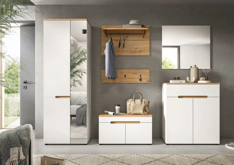 Garderoben-Set Canu | Weiß / Artisan Eiche | 5-teilig ohne Kissen