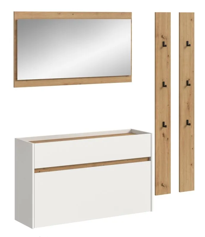 Garderoben-Set Drive 3 | weiß / Artisan Oak | 4-teilig mit Beleuchtung