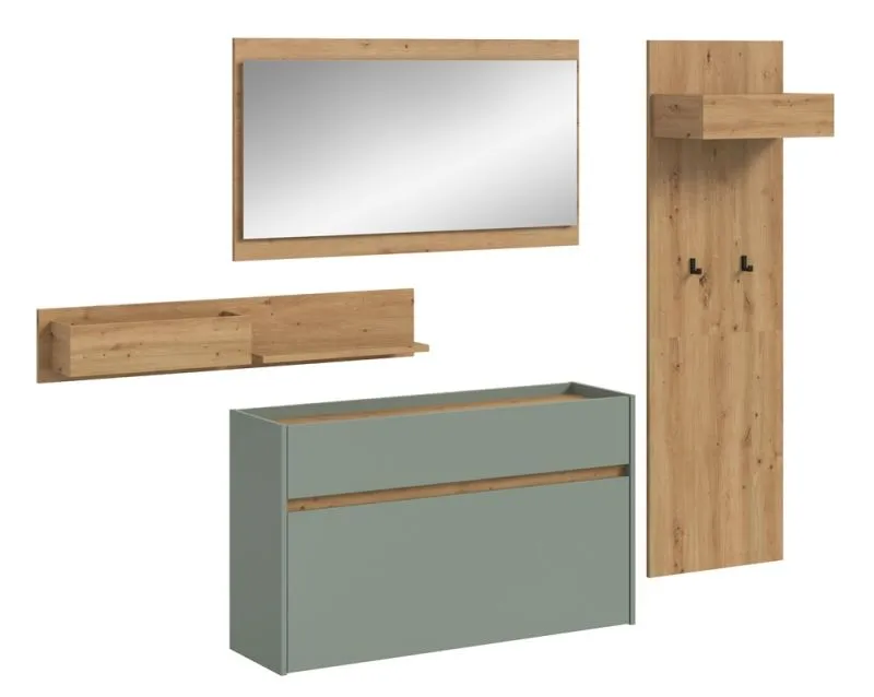 Garderoben-Set Drive | Salbei / Artisan Oak | 4-teilig ohne Beleuchtung