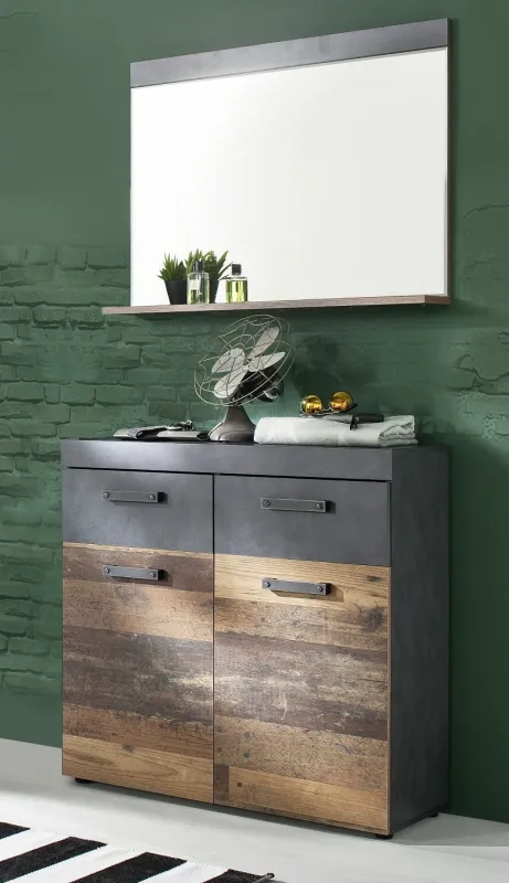 Garderoben-Set Indy | Old Used Wood / Matera grau | 2-teilig | Shabby