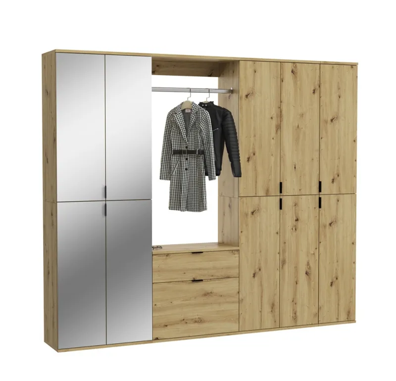 Garderoben Set Projekt X 2 | Artisan Eiche / Spiegeltüren | 4-teilig