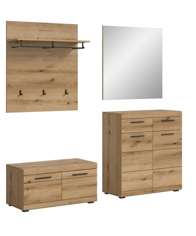 Garderoben-Set Scout | Evoke Oak | 4-teilig mit Sitzkissen