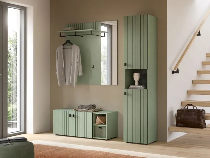 Garderoben-Set Station | Smoke Green | 3-teilig | mit Sitzkissen