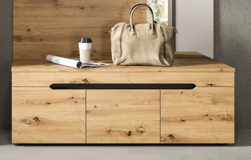 Garderobenbank Sitzbank Canu 1 | Basalt grau /Artisan Eiche