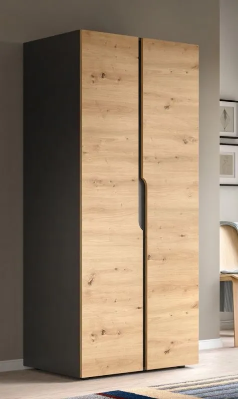 Garderobenschrank Kleiderschrank Anga | Anthrazit / Artisan Eiche