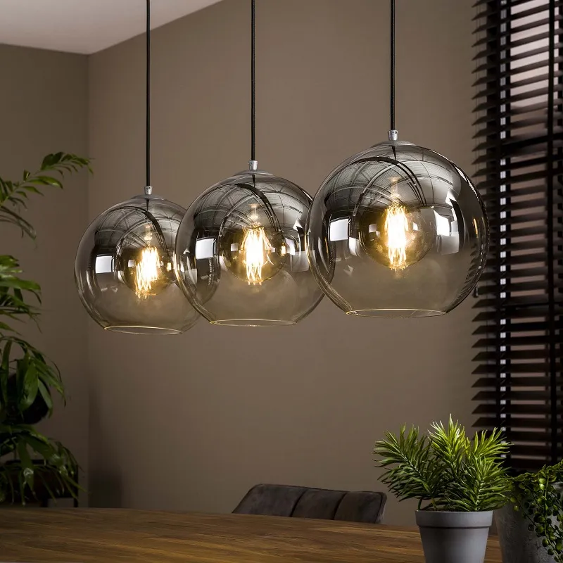 Hängelampe Khons 3 Leuchten | Glas | Altsilber