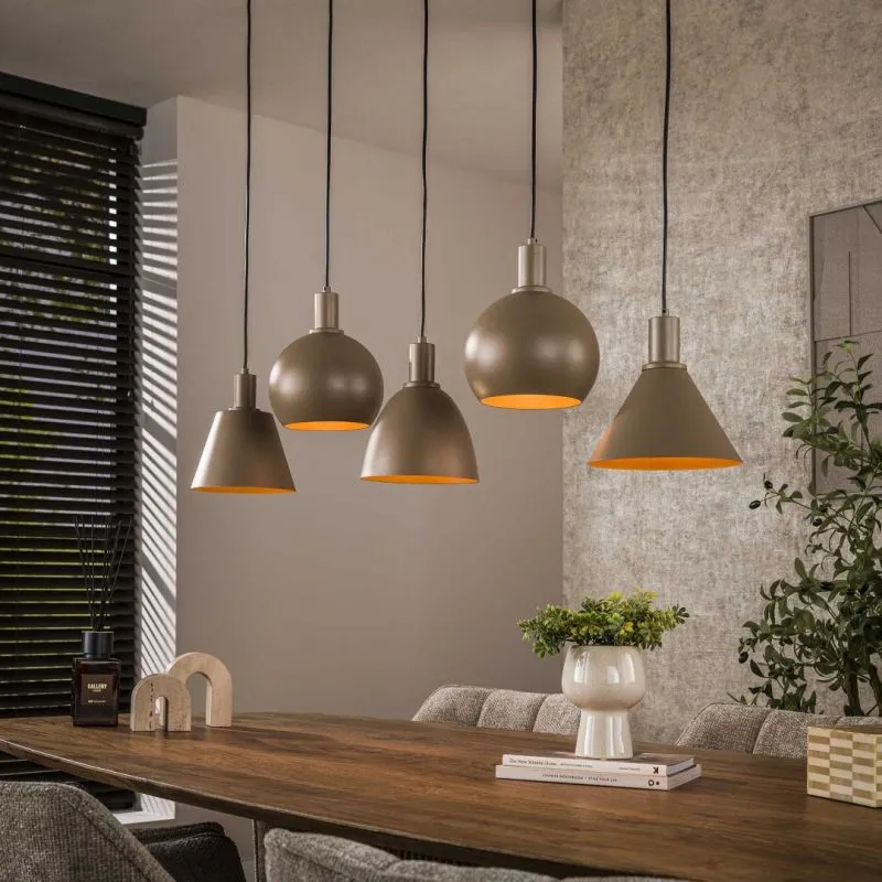 Hängelampe Urano | 5 Leuchten | Metall | beige