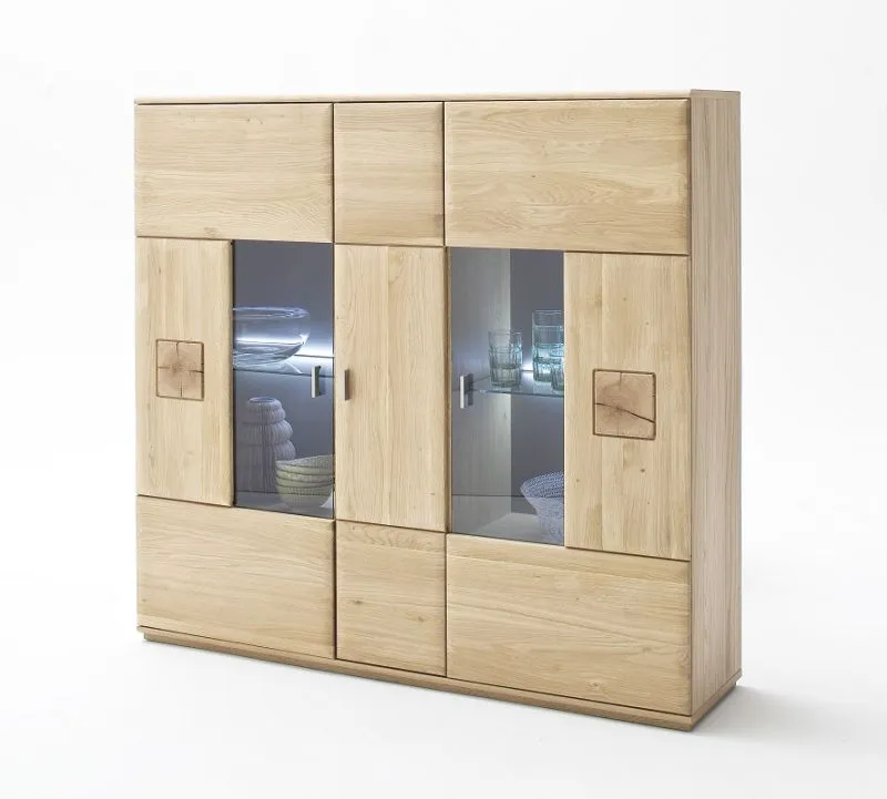Highboard Bologna 3 | Eiche Bianco | ohne Beleuchtung